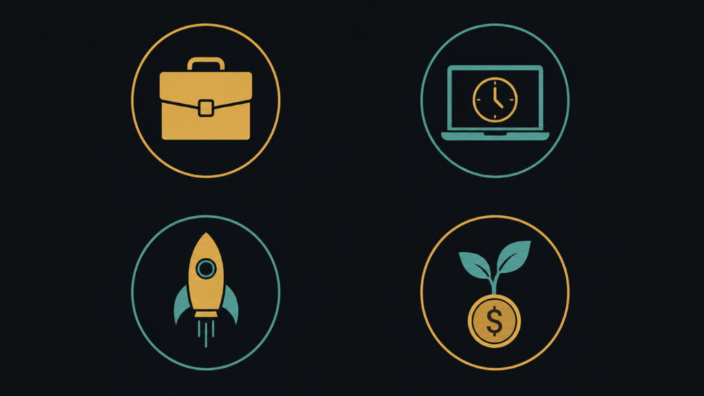 The four core types of income streams: earned, side hustle, scalable, investment